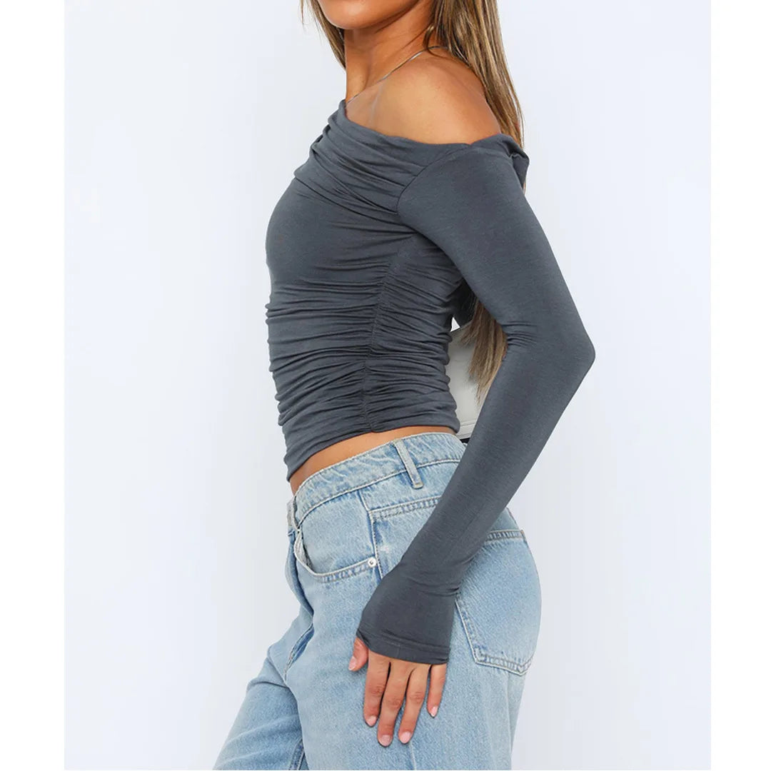 Women's Going Out Top with Twisted Long Sleeves