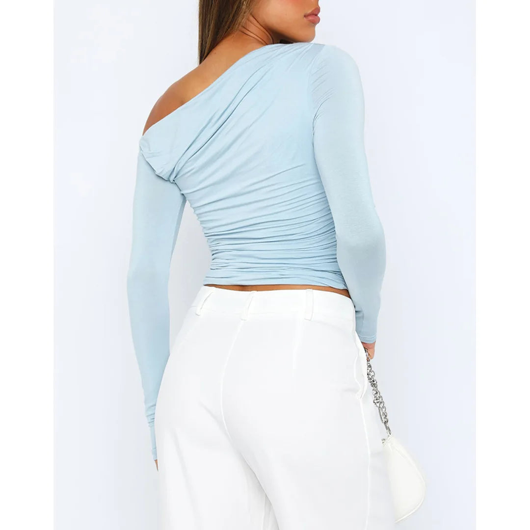 Women's Going Out Top with Twisted Long Sleeves