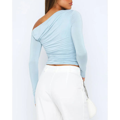 Women's Going Out Top with Twisted Long Sleeves