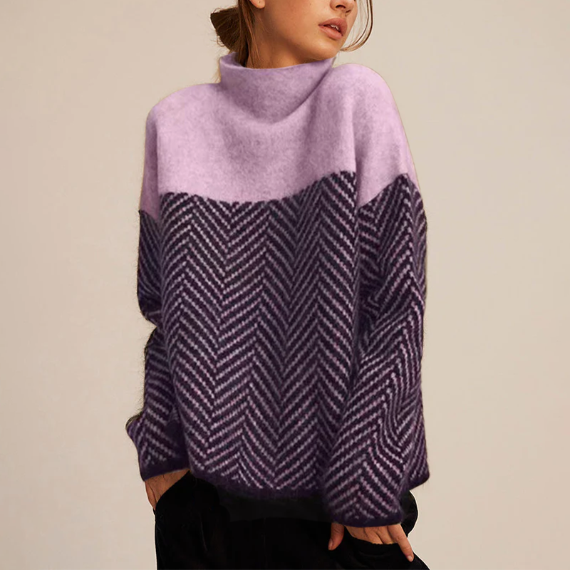 Women's High Neck Sweater Cotton Trendy