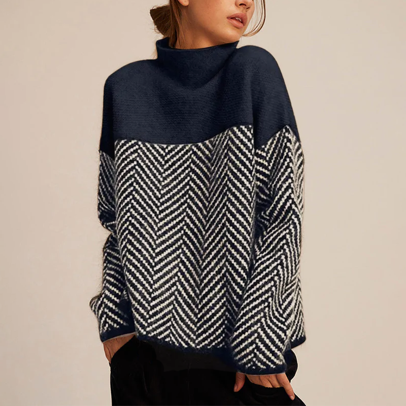 Women's High Neck Sweater Cotton Trendy