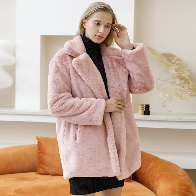 Women's Jacket Faux Fur Elegant Style