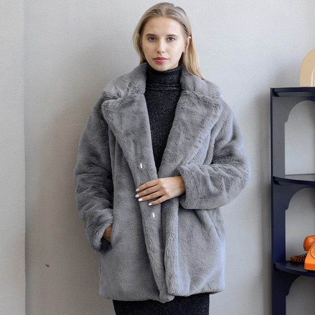 Women's Jacket Faux Fur Elegant Style