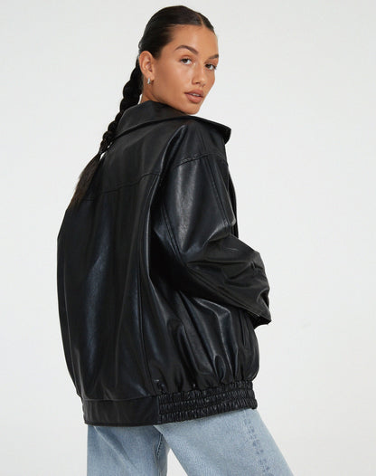 Women's Leather Jacket Oversized