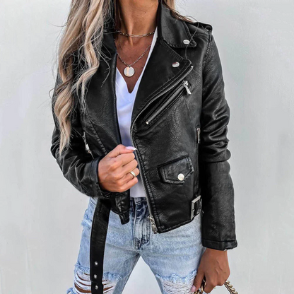 | Women's Zip-Up Biker Jacket