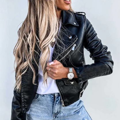 | Women's Zip-Up Biker Jacket