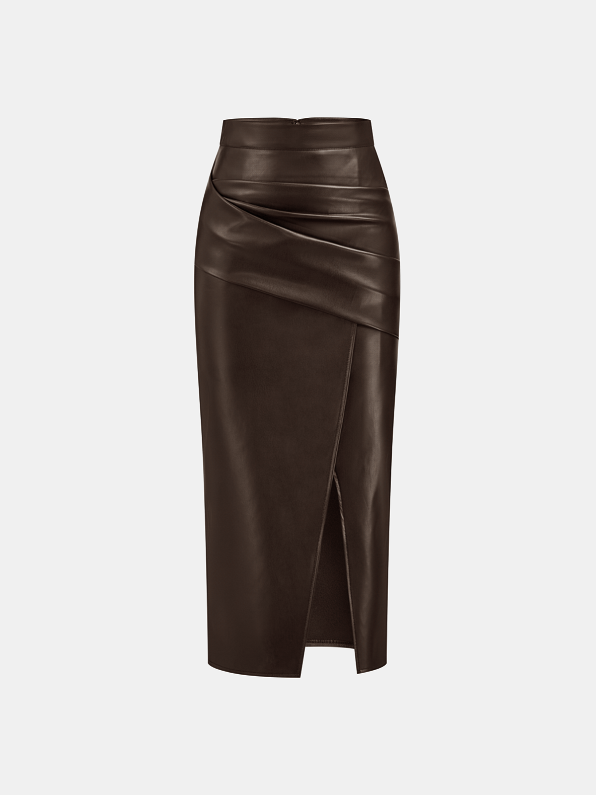 Women's Midi Dress Synthetic Leather Elegant With Slit