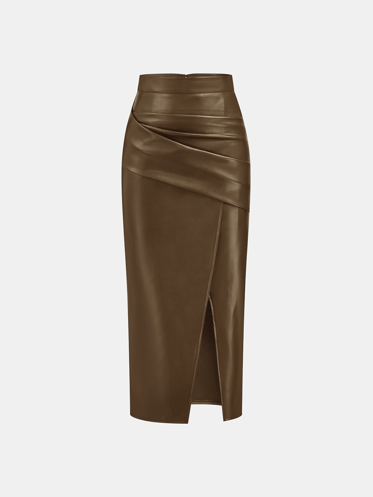 Women's Midi Dress Synthetic Leather Elegant With Slit
