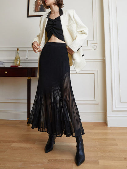 Women's Midi Skirt with High Waist