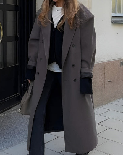 Women's Oversized Coat Elegant Cut Double Row Buttons