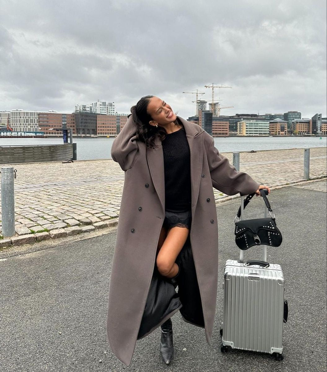 Women's Oversized Coat Elegant Cut Double Row Buttons