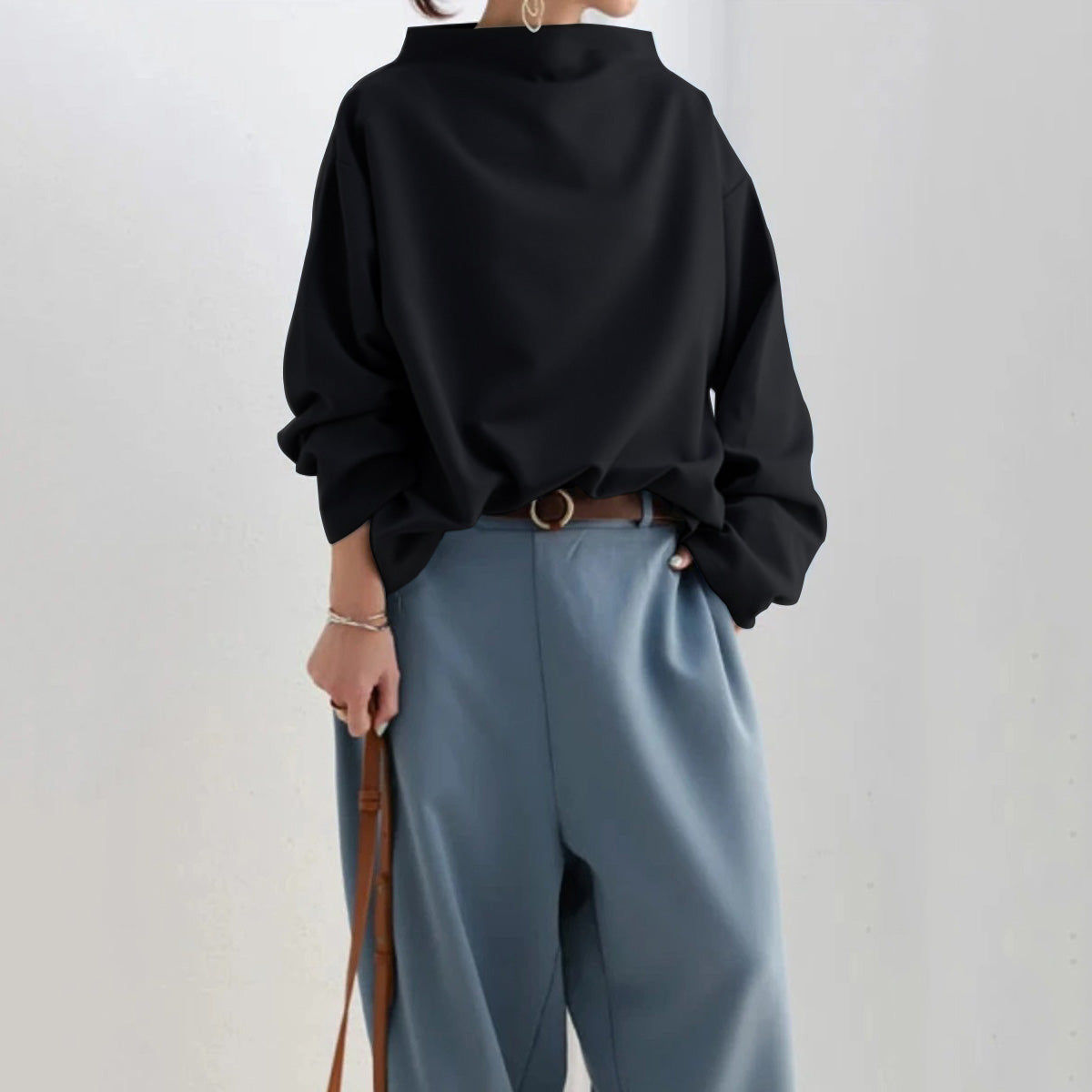 Women's Oversized Turtleneck Sweater Knit Casual Style