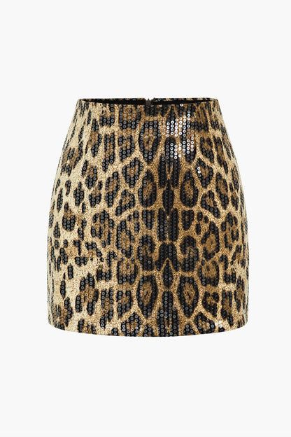Women's Skirt High Waisted Leopard Print