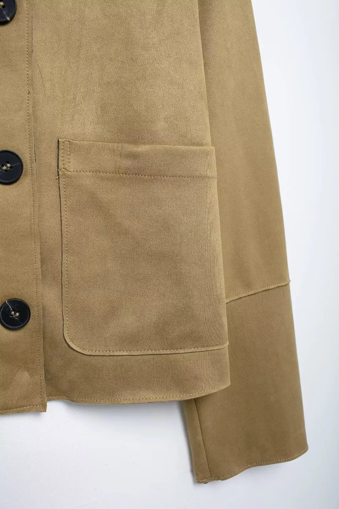 Cropped Suede Jacket | Button Front Minimalist Design