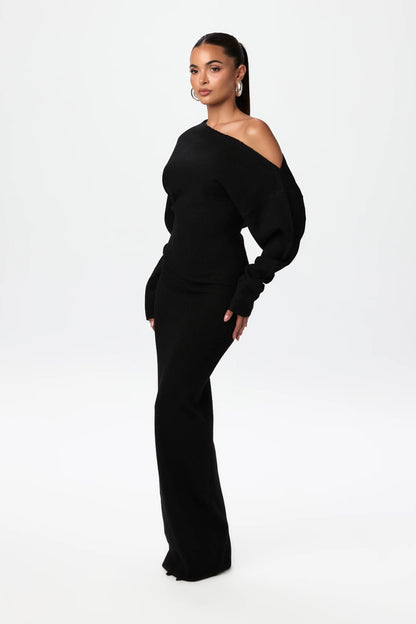 Women's Sweater Dress High Quality Fiber Drop Shoulder Style