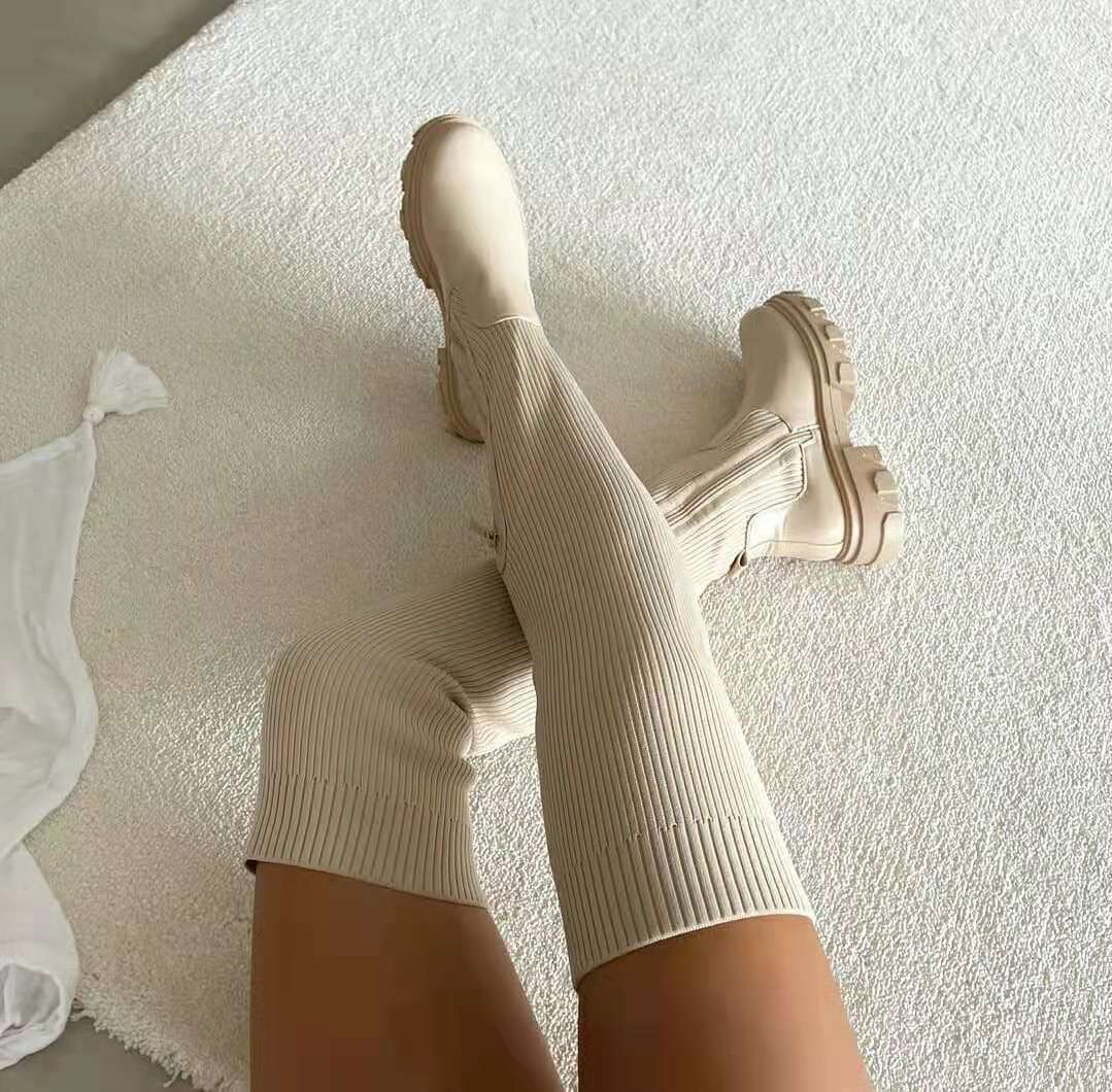 Women's Thigh High Boots Knit Style