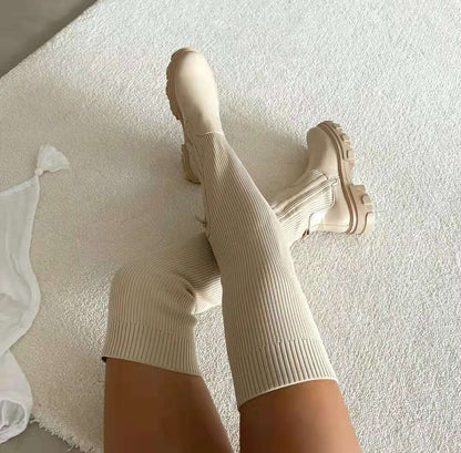 Women's Thigh High Boots Knit Style