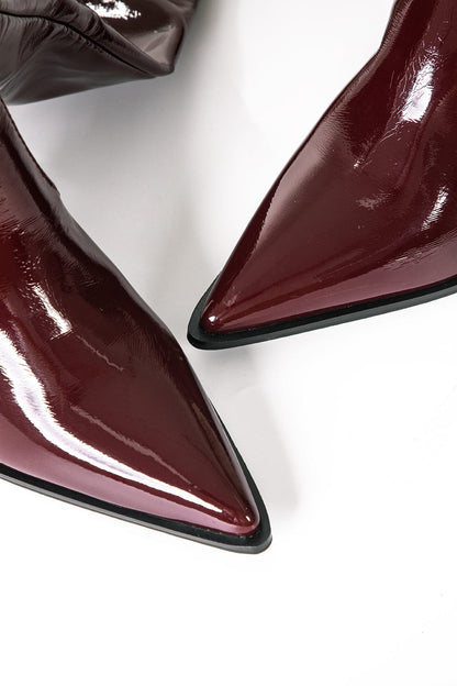 Women's Thigh High Boots in Burgundy Patent Leather