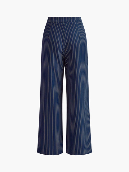 Women's Trousers Striped Pleated Wide Leg Pants