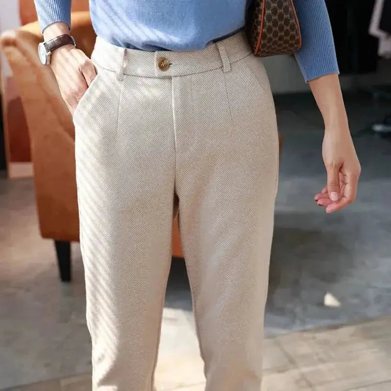Women's Trousers Wool Blend Slim Fit