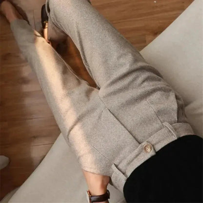 Women's Trousers Wool Blend Slim Fit