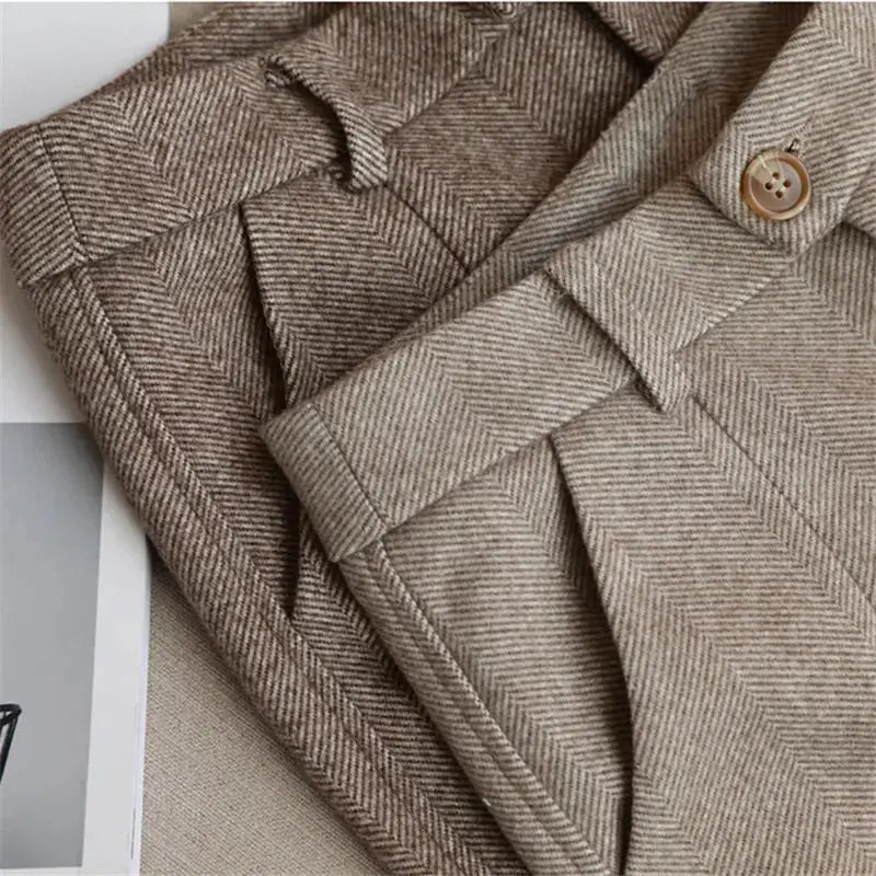 Women's Trousers Wool Blend Slim Fit