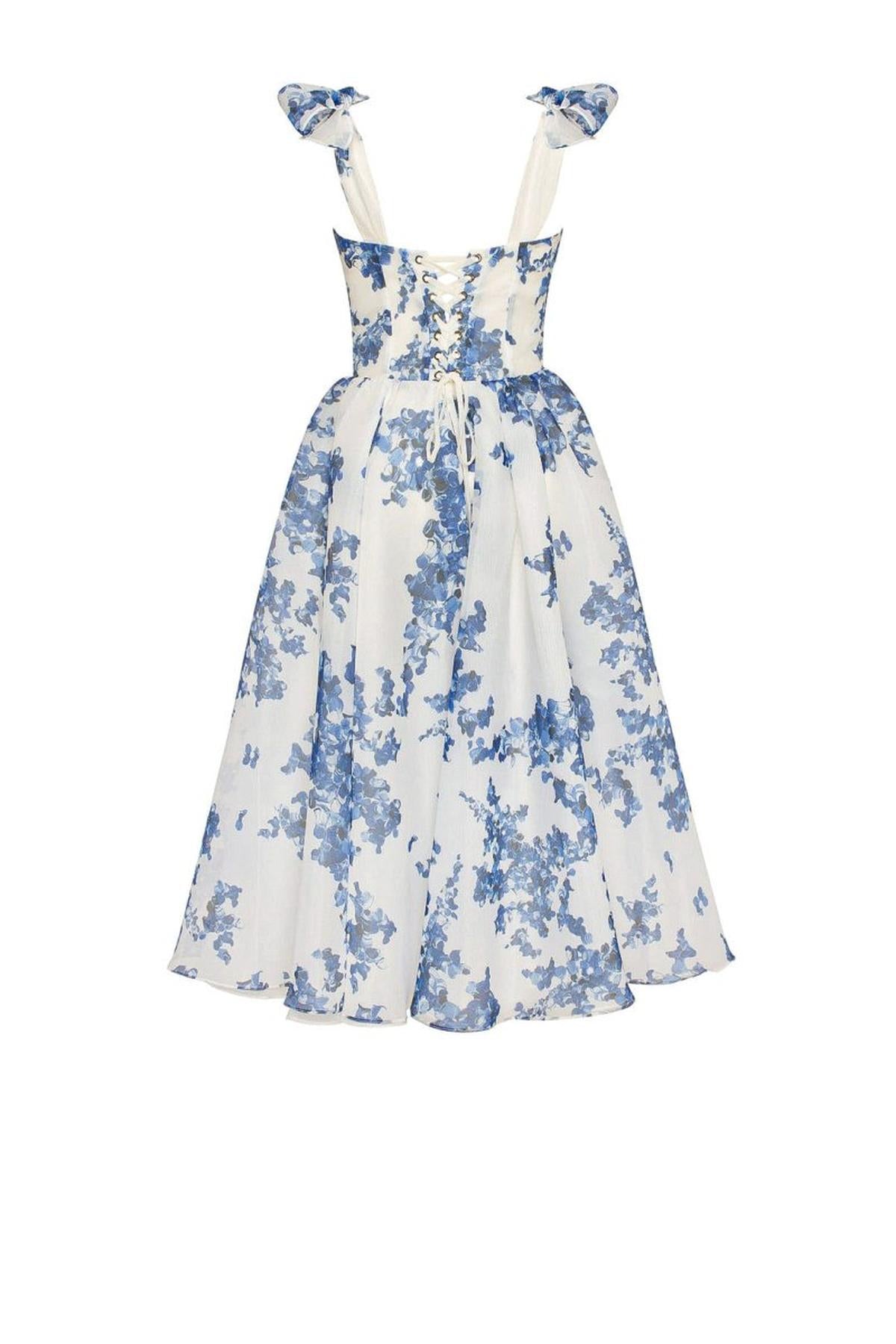 Floral Organza Midi Dress | Sweetheart Neck | Spaghetti Straps | Summer