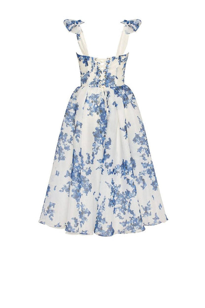 Floral Organza Midi Dress | Sweetheart Neck | Spaghetti Straps | Summer