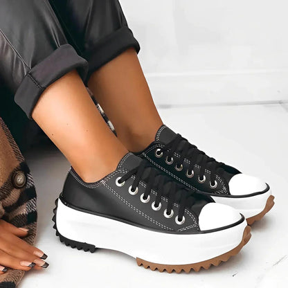 Canvas Platform Sneakers | Chunky Sole | Lace-Up