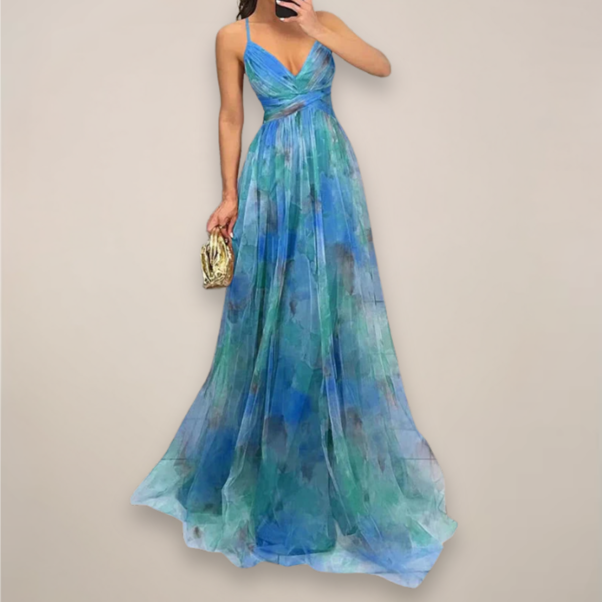 Women’s Floral Maxi Dress – Adjustable Back Tie – Lightweight Fabric – Romantic Print – Day-to-Night Versatility