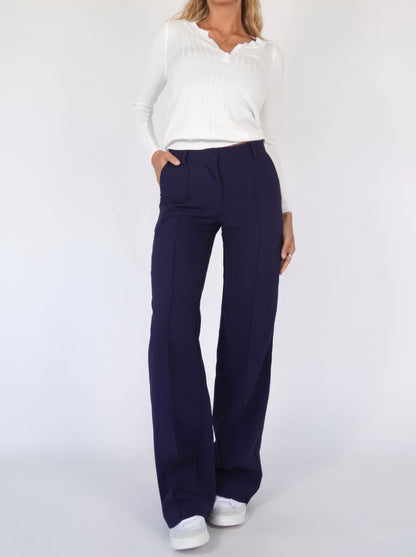 Women’s High-Waisted Straight Leg Trousers – Tailored, Centre Crease