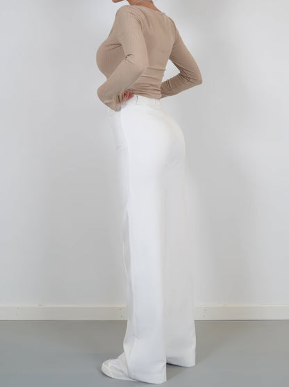 Women’s High-Waisted Straight Leg Trousers – Tailored, Centre Crease