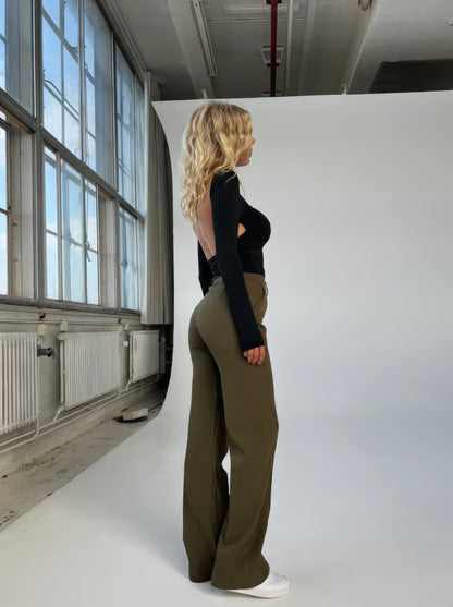 Women’s High-Waisted Straight Leg Trousers – Tailored, Centre Crease