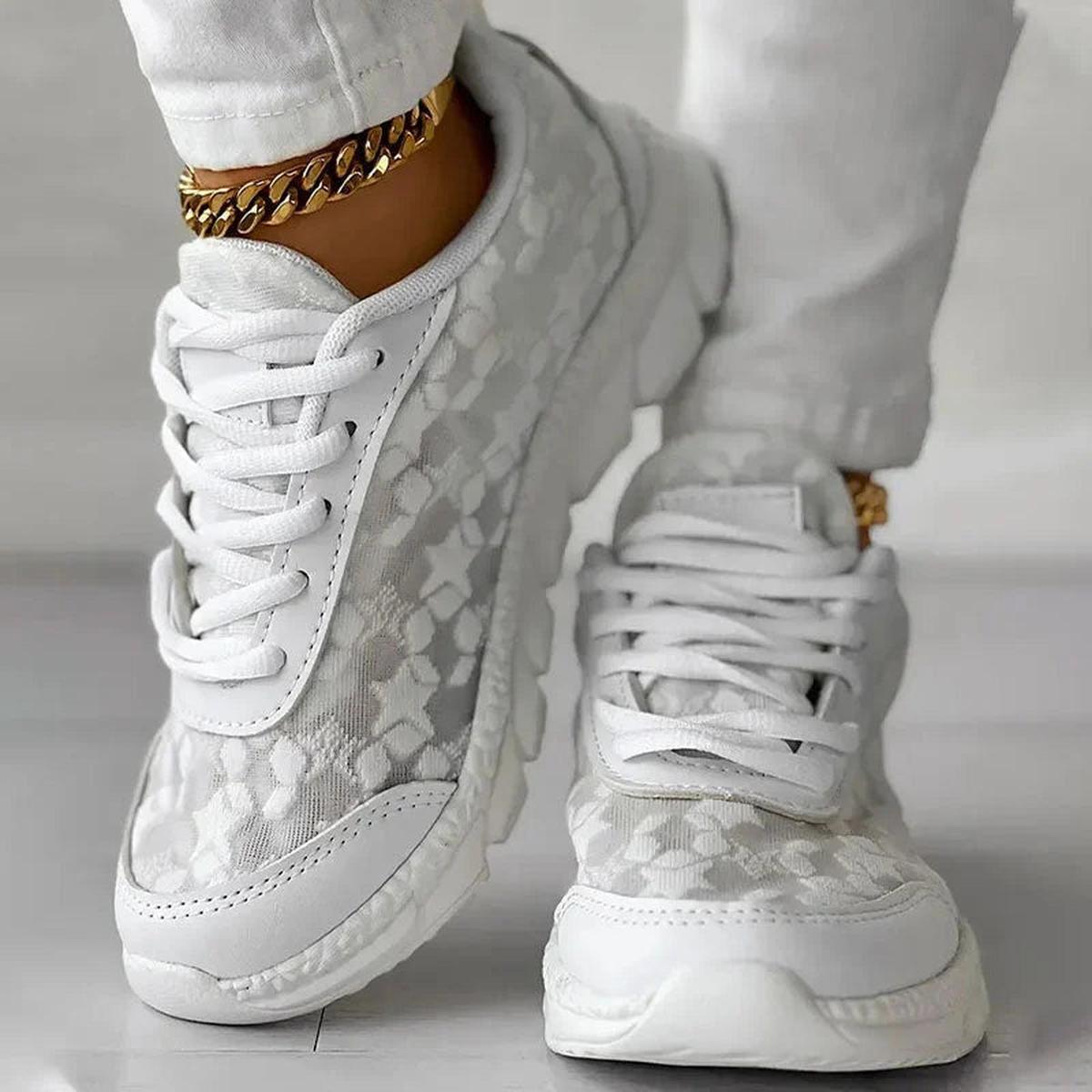 Embroidered Mesh Sneakers | Lightweight | Cushioned Sole