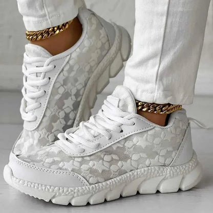 Embroidered Mesh Sneakers | Lightweight | Cushioned Sole