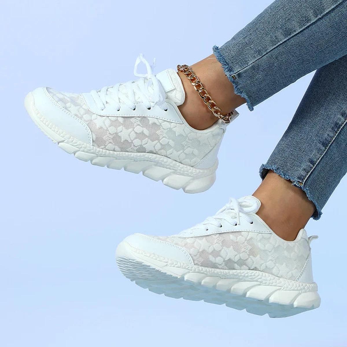 Embroidered Mesh Sneakers | Lightweight | Cushioned Sole
