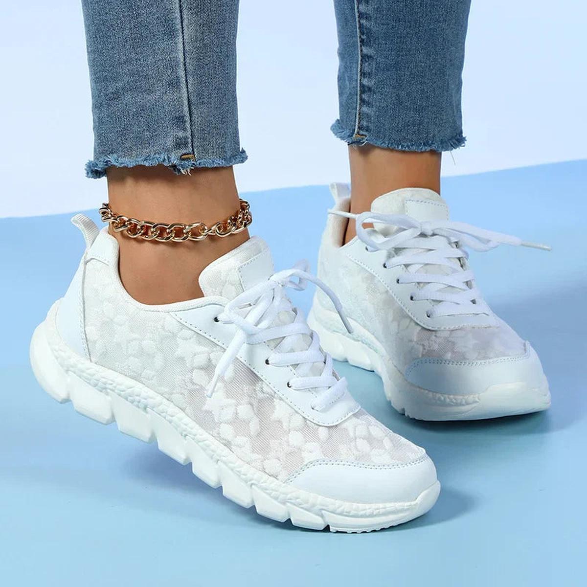 Embroidered Mesh Sneakers | Lightweight | Cushioned Sole