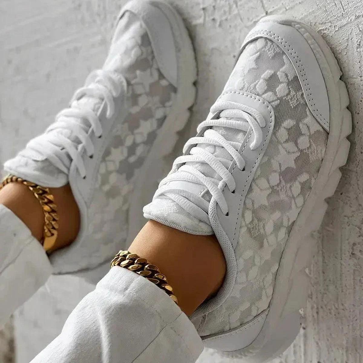 Embroidered Mesh Sneakers | Lightweight | Cushioned Sole