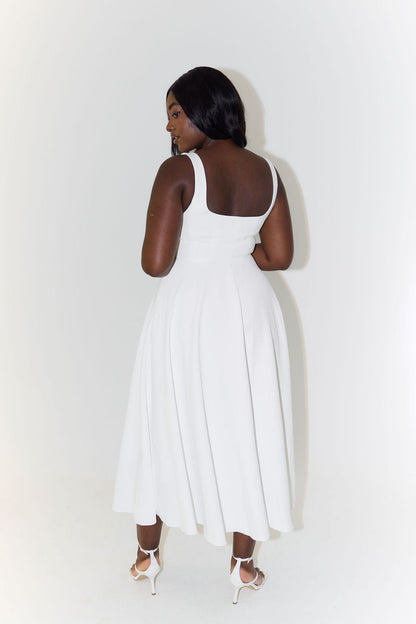 Women’s Midi Dress – Flattering Fit – Cinched Waist – Flowing Silhouette