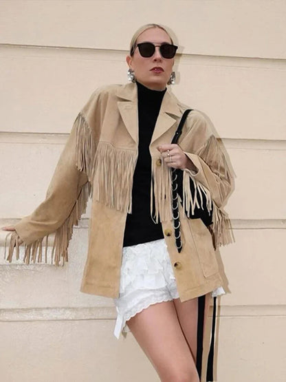 Womens Coat With Fringe Details