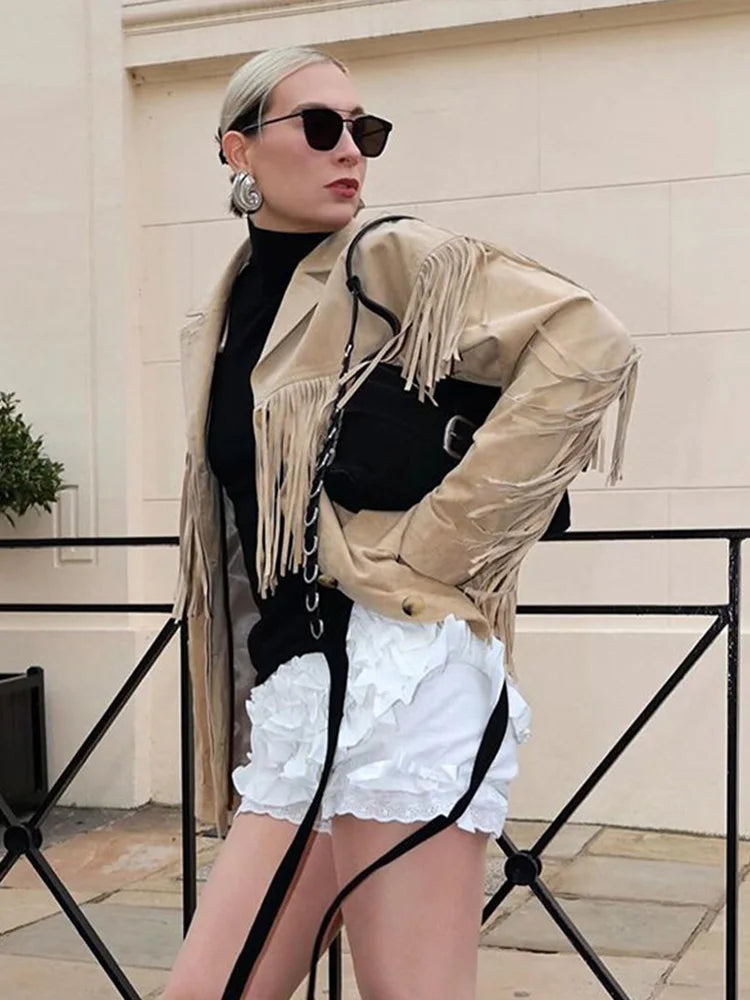 Womens Coat With Fringe Details