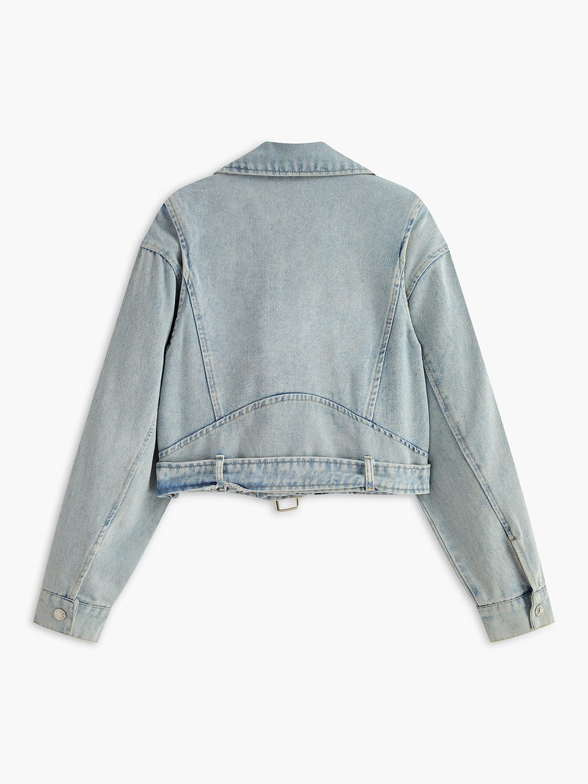 Womens Denim Jacket Cropped Biker