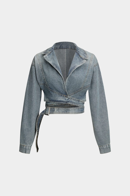 Womens Denim Jacket Cropped Wrap Design