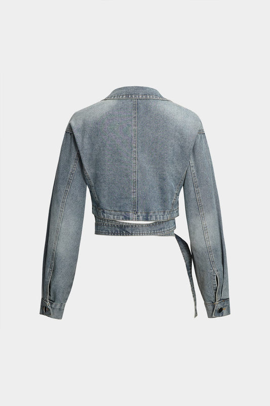 Womens Denim Jacket Cropped Wrap Design