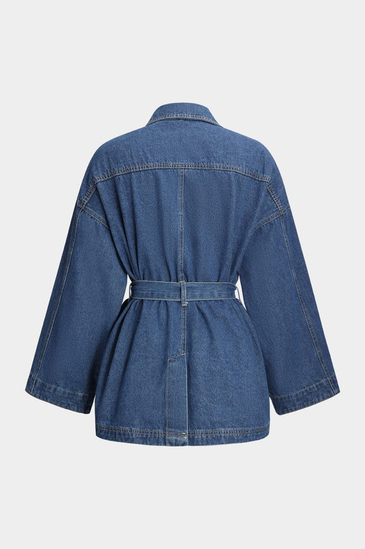Womens Denim Jacket with Tie Belt