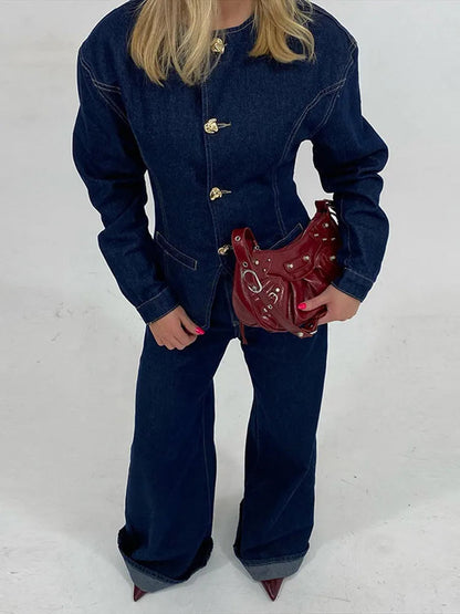 Womens Denim Two Piece Set