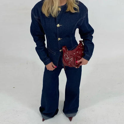 Womens Denim Two Piece Set