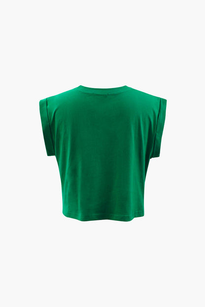 Womens Graphic Tees Rolled Sleeves Crop Top