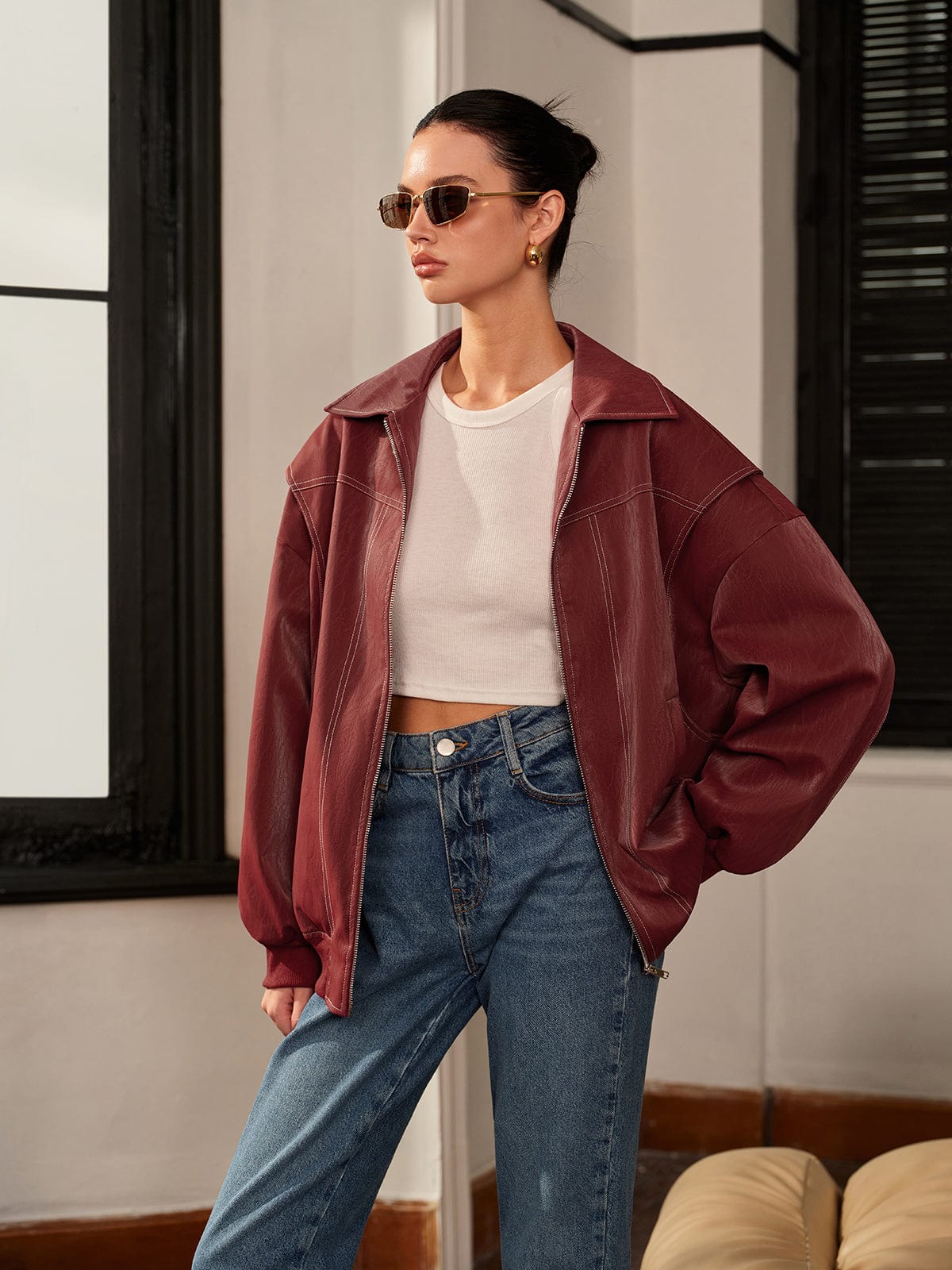 Womens Jacket Burgundy