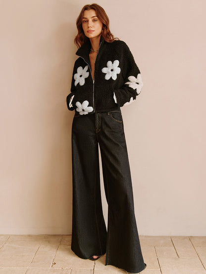 Womens Jacket Teddy Floral Print